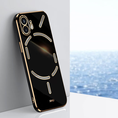 For Nothing Phone 2 XINLI Straight Edge 6D Electroplate TPU Phone Case(Black) - Nothing Cases by XINLI | Online Shopping UK | buy2fix