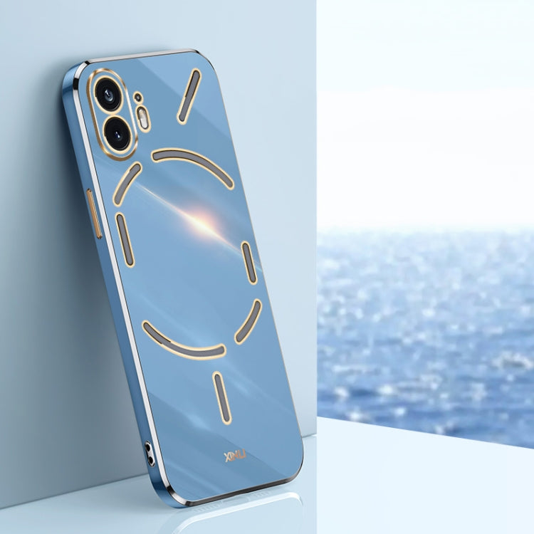 For Nothing Phone 2 XINLI Straight Edge 6D Electroplate TPU Phone Case(Celestial Blue) - Nothing Cases by XINLI | Online Shopping UK | buy2fix