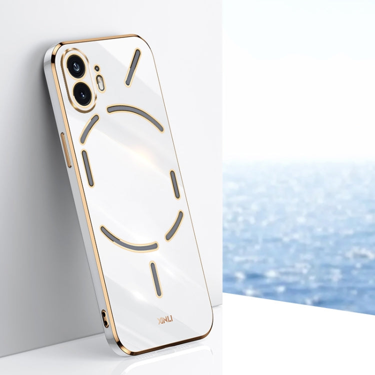 For Nothing Phone 2 XINLI Straight Edge 6D Electroplate TPU Phone Case(White) - Nothing Cases by XINLI | Online Shopping UK | buy2fix