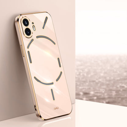 For Nothing Phone 2 XINLI Straight Edge 6D Electroplate TPU Phone Case(Pink) - Nothing Cases by XINLI | Online Shopping UK | buy2fix