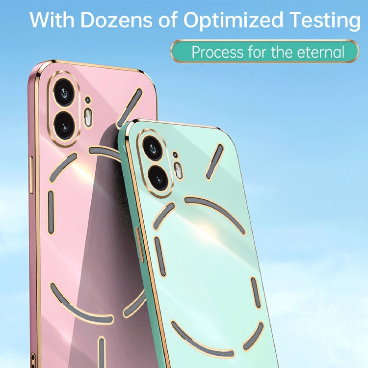 For Nothing Phone 2 XINLI Straight Edge 6D Electroplate TPU Phone Case(Pink) - Nothing Cases by XINLI | Online Shopping UK | buy2fix