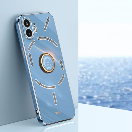 For Nothing Phone 2 XINLI Straight Edge 6D Electroplate TPU Phone Case with Ring Holder(Celestial Blue) - More Brand by XINLI | Online Shopping UK | buy2fix