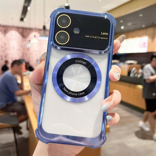 For iPhone 11 MagSafe Shockproof TPU Phone Case with Lens Film(Blue) - iPhone 11 Cases by buy2fix | Online Shopping UK | buy2fix