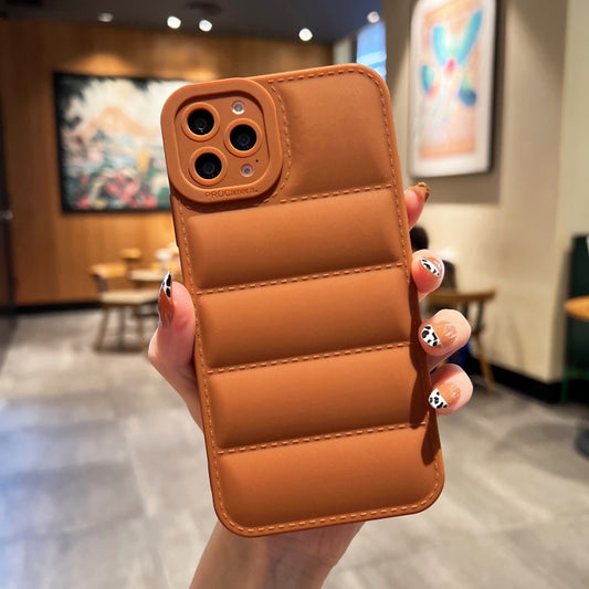 For iPhone 13 Pro Max Eiderdown Airbag Frosted TPU Phone Case(Brown) - iPhone 13 Pro Max Cases by buy2fix | Online Shopping UK | buy2fix