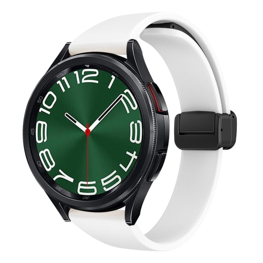For Samsung Galaxy Watch 6 / 6 Classic Magnetic Black Buckle Slim Silicone Watch Band(White) - Watch Bands by buy2fix | Online Shopping UK | buy2fix