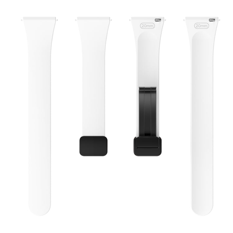 For Samsung Galaxy Watch 6 / 6 Classic Magnetic Black Buckle Slim Silicone Watch Band(White) - Watch Bands by buy2fix | Online Shopping UK | buy2fix