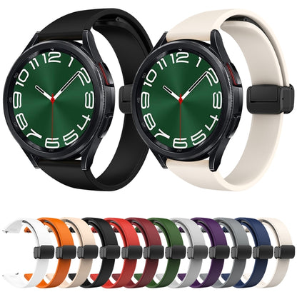 For Samsung Galaxy Watch 6 / 6 Classic Magnetic Black Buckle Slim Silicone Watch Band(White) - Watch Bands by buy2fix | Online Shopping UK | buy2fix