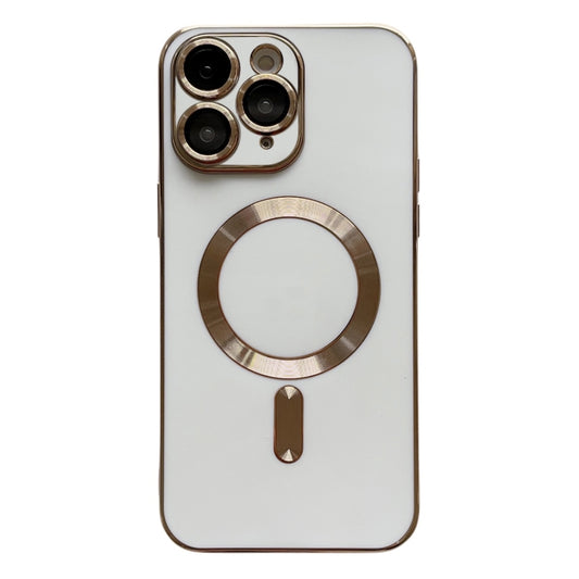 For iPhone 11 Pro Max Magsafe Plating TPU Phone Case with Lens Film(White) - iPhone 11 Pro Max Cases by buy2fix | Online Shopping UK | buy2fix