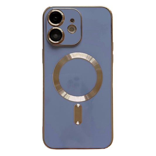 For iPhone 12 Magsafe Plating TPU Phone Case with Lens Film(Light Blue) - iPhone 12 / 12 Pro Cases by buy2fix | Online Shopping UK | buy2fix