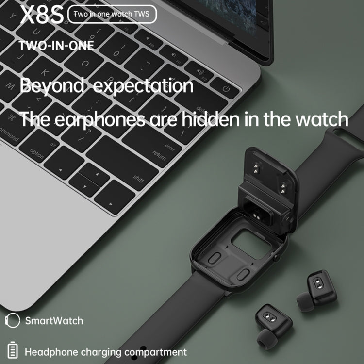 X8S 1.8 inch Screen 2 in 1 TWS Earphone Smart Watch, Support Bluetooth Call / Heart Rate / Blood Oxygen Monitoring(Black) by buy2fix