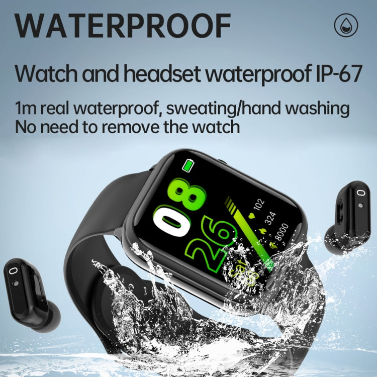 X8S 1.8 inch Screen 2 in 1 TWS Earphone Smart Watch, Support Bluetooth Call / Heart Rate / Blood Oxygen Monitoring(Black) by buy2fix