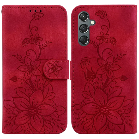 For Samsung Galaxy S23 FE 5G Lily Embossed Leather Phone Case(Red) - Galaxy S23 FE 5G Cases by buy2fix | Online Shopping UK | buy2fix