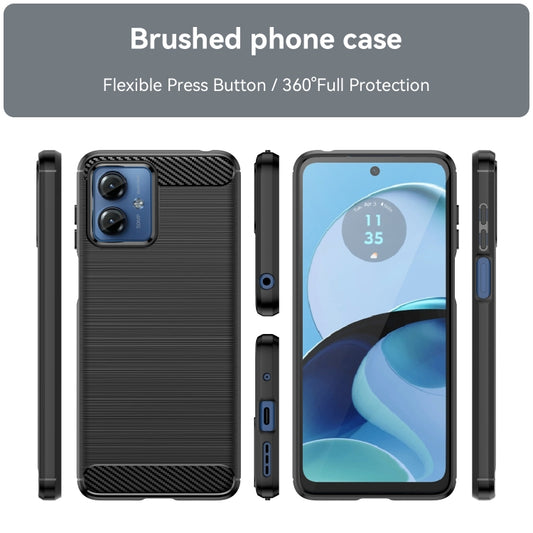 For Motorola Moto G14 Brushed Texture Carbon Fiber TPU Phone Case(Black) - Motorola Cases by buy2fix | Online Shopping UK | buy2fix