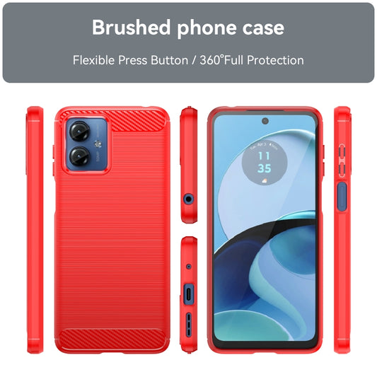 For Motorola Moto G14 Brushed Texture Carbon Fiber TPU Phone Case(Red) - Motorola Cases by buy2fix | Online Shopping UK | buy2fix