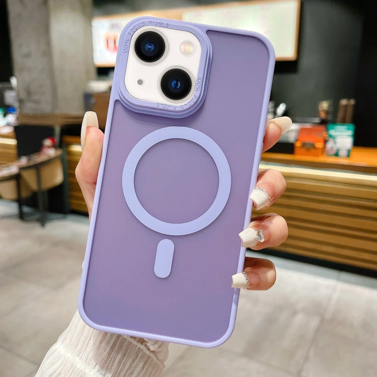 For iPhone 15 Plus Imitation Metal Frosted Skin Feel Acrylic MagSafe Phone Case(Light Purple) - iPhone 15 Plus Cases by buy2fix | Online Shopping UK | buy2fix