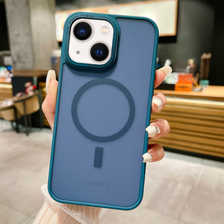 For iPhone 15 Imitation Metal Frosted Skin Feel Acrylic MagSafe Phone Case(Royal Blue) - iPhone 15 Cases by buy2fix | Online Shopping UK | buy2fix