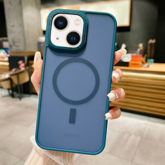 For iPhone 15 Imitation Metal Frosted Skin Feel Acrylic MagSafe Phone Case(Royal Blue) - iPhone 15 Cases by buy2fix | Online Shopping UK | buy2fix