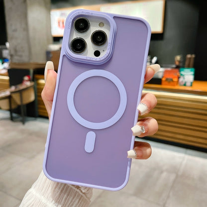 For iPhone 13 Pro Imitation Metal Frosted Skin Feel Acrylic MagSafe Phone Case(Light Purple) - iPhone 13 Pro Cases by buy2fix | Online Shopping UK | buy2fix