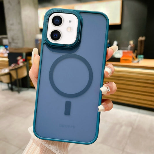 For iPhone 12 Imitation Metal Frosted Skin Feel Acrylic MagSafe Phone Case(Royal Blue) - iPhone 12 / 12 Pro Cases by buy2fix | Online Shopping UK | buy2fix