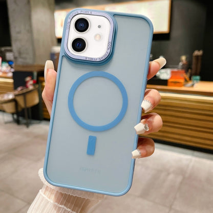 For iPhone 11 Imitation Metal Frosted Skin Feel Acrylic MagSafe Phone Case(Sierra Blue) - iPhone 11 Cases by buy2fix | Online Shopping UK | buy2fix