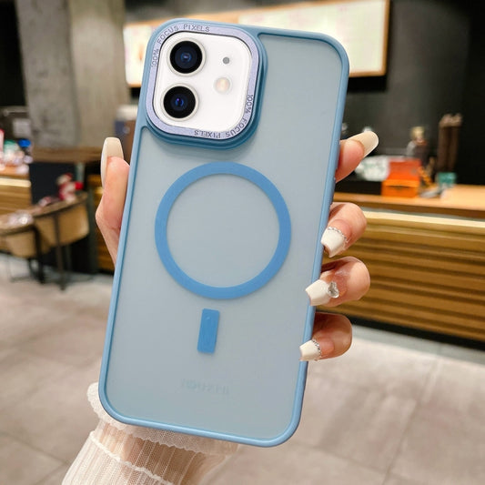 For iPhone 11 Imitation Metal Frosted Skin Feel Acrylic MagSafe Phone Case(Sierra Blue) - iPhone 11 Cases by buy2fix | Online Shopping UK | buy2fix