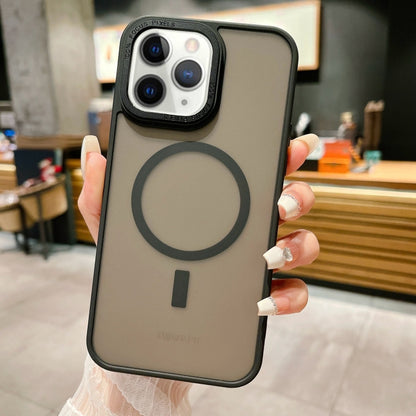 For iPhone 11 Pro Imitation Metal Frosted Skin Feel Acrylic MagSafe Phone Case(Black) - iPhone 11 Pro Cases by buy2fix | Online Shopping UK | buy2fix