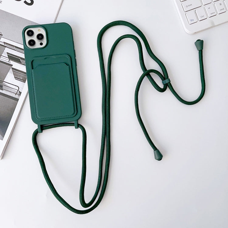 For iPhone 15 Pro Max Crossbody Lanyard Elastic Silicone Card Holder Phone Case(Dark Green) - iPhone 15 Pro Max Cases by buy2fix | Online Shopping UK | buy2fix