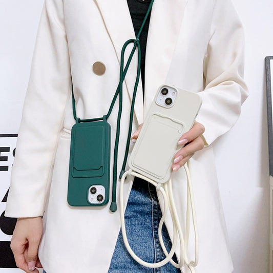 For iPhone 15 Pro Max Crossbody Lanyard Elastic Silicone Card Holder Phone Case(Dark Green) - iPhone 15 Pro Max Cases by buy2fix | Online Shopping UK | buy2fix