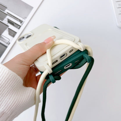 For iPhone 15 Pro Max Crossbody Lanyard Elastic Silicone Card Holder Phone Case(Dark Green) - iPhone 15 Pro Max Cases by buy2fix | Online Shopping UK | buy2fix