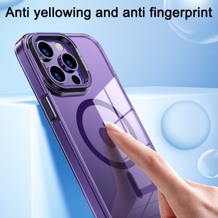 For iPhone 14 MagSafe Magnetic Invisible Holder Transparent Phone Case(Purple) by buy2fix