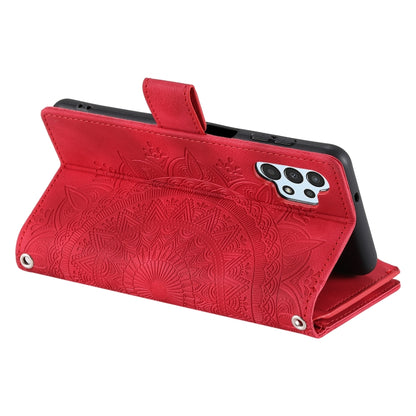For Samsung Galaxy A13 4G/5G / A04S Multi-Card Totem Zipper Leather Phone Case(Red) by buy2fix