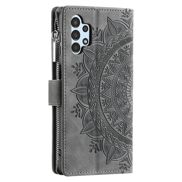 For Samsung Galaxy A13 4G/5G / A04S Multi-Card Totem Zipper Leather Phone Case(Grey) by buy2fix