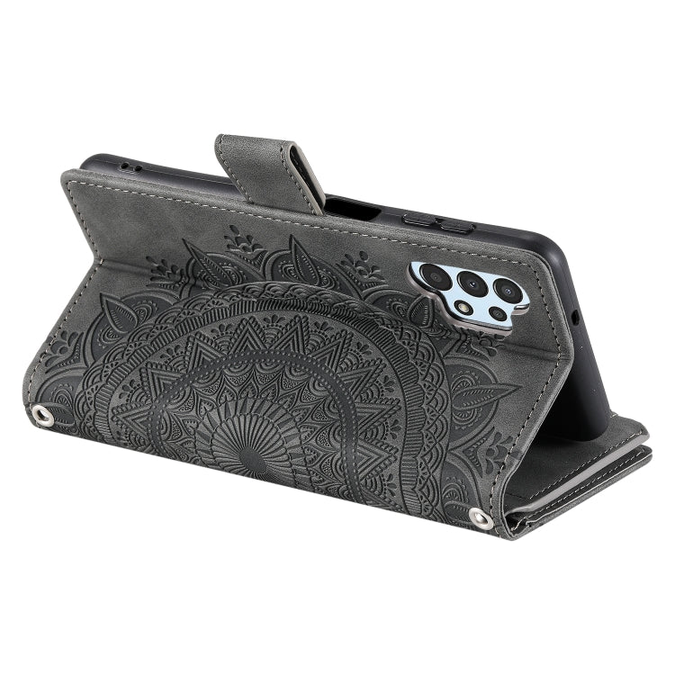 For Samsung Galaxy A13 4G/5G / A04S Multi-Card Totem Zipper Leather Phone Case(Grey) by buy2fix