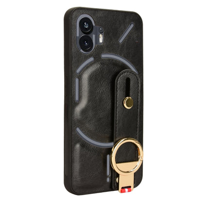 For Nothing Phone 2 Wristband Leather Back Phone Case(Black) - Nothing Cases by buy2fix | Online Shopping UK | buy2fix