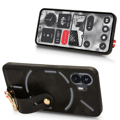 For Nothing Phone 2 Wristband Leather Back Phone Case(Black) - Nothing Cases by buy2fix | Online Shopping UK | buy2fix