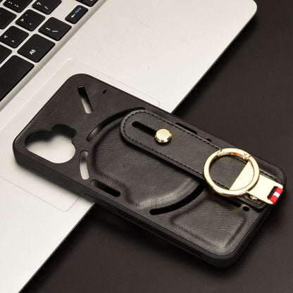For Nothing Phone 2 Wristband Leather Back Phone Case(Black) - Nothing Cases by buy2fix | Online Shopping UK | buy2fix