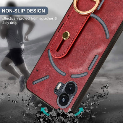 For Nothing Phone 2 Wristband Leather Back Phone Case(Red) - Nothing Cases by buy2fix | Online Shopping UK | buy2fix