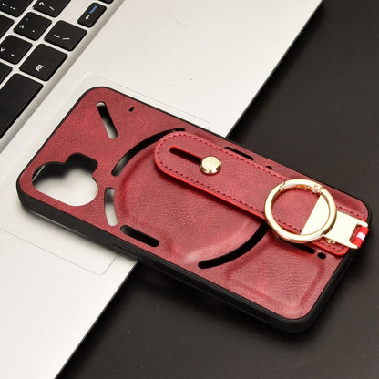 For Nothing Phone 2 Wristband Leather Back Phone Case(Red) - Nothing Cases by buy2fix | Online Shopping UK | buy2fix
