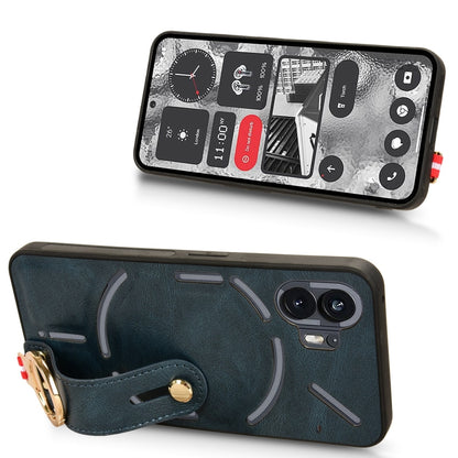 For Nothing Phone 2 Wristband Leather Back Phone Case(Blue) - Nothing Cases by buy2fix | Online Shopping UK | buy2fix
