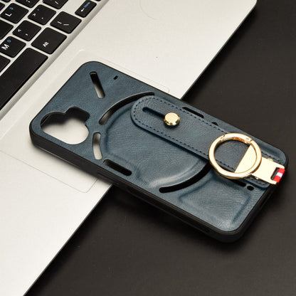 For Nothing Phone 2 Wristband Leather Back Phone Case(Blue) - Nothing Cases by buy2fix | Online Shopping UK | buy2fix