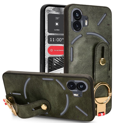 For Nothing Phone 2 Wristband Leather Back Phone Case(Green) - Nothing Cases by buy2fix | Online Shopping UK | buy2fix