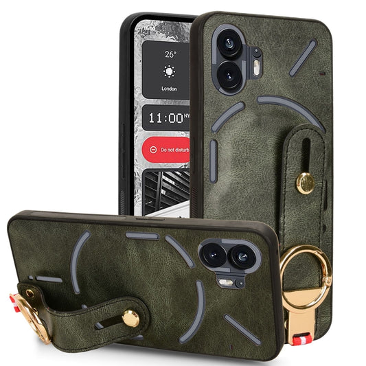 For Nothing Phone 2 Wristband Leather Back Phone Case(Green) - Nothing Cases by buy2fix | Online Shopping UK | buy2fix