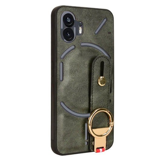For Nothing Phone 2 Wristband Leather Back Phone Case(Green) - Nothing Cases by buy2fix | Online Shopping UK | buy2fix