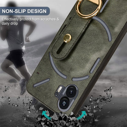 For Nothing Phone 2 Wristband Leather Back Phone Case(Green) - Nothing Cases by buy2fix | Online Shopping UK | buy2fix