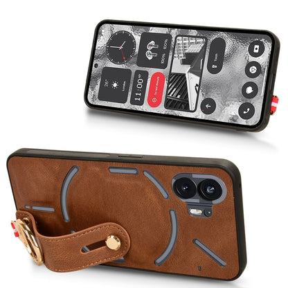 For Nothing Phone 2 Wristband Leather Back Phone Case(Brown) - Nothing Cases by buy2fix | Online Shopping UK | buy2fix