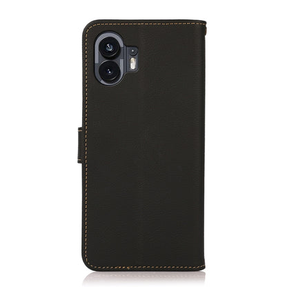 For Nothing Phone 2 KHAZNEH Custer Genuine Leather RFID Phone Case(Black) - Nothing Cases by buy2fix | Online Shopping UK | buy2fix