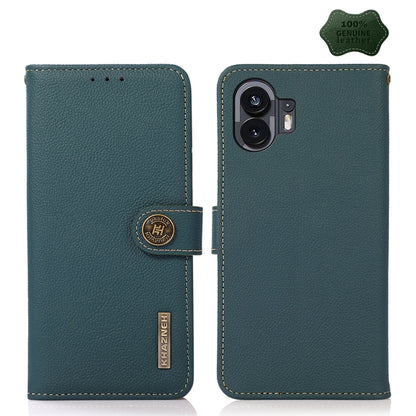 For Nothing Phone 2 KHAZNEH Custer Genuine Leather RFID Phone Case(Green) - Nothing Cases by buy2fix | Online Shopping UK | buy2fix