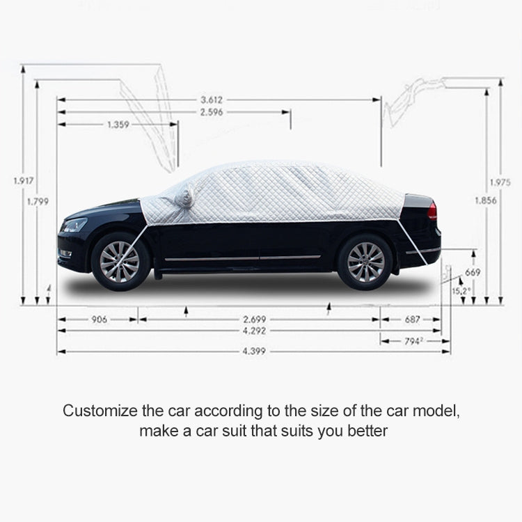 Car Half-cover Car Clothing Sunscreen Heat Insulation Sun Nisor, Aluminum Foil Size: 3.6x1.6x1.5m by buy2fix