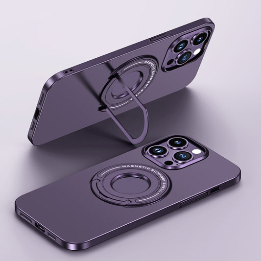 For iPhone 15 Pro Max Matte Magsafe Magnetic Phone Case with Trolley Holder(Night Purple) - iPhone 15 Pro Max Cases by buy2fix | Online Shopping UK | buy2fix
