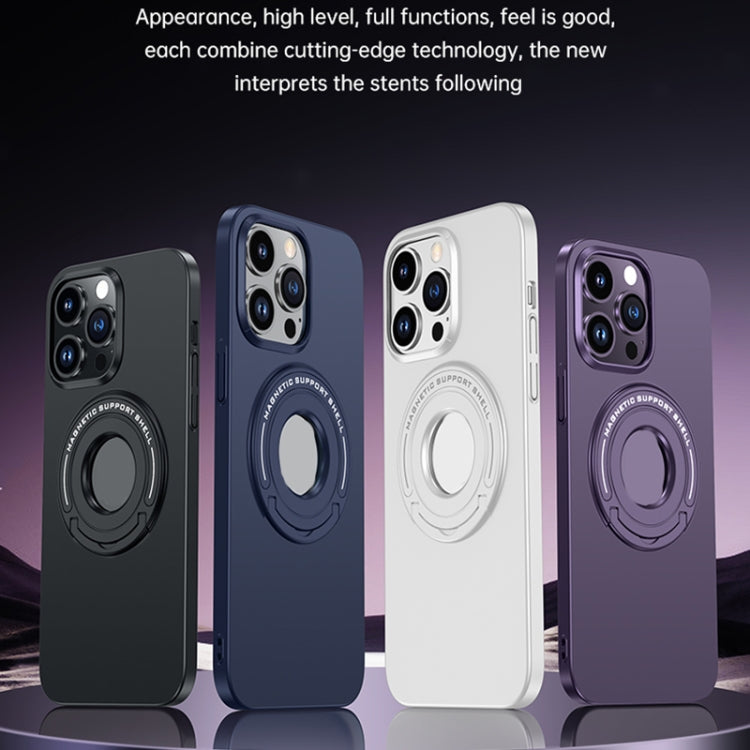 For iPhone 15 Matte Magsafe Magnetic Phone Case with Trolley Holder(Dark Blue) - iPhone 15 Cases by buy2fix | Online Shopping UK | buy2fix